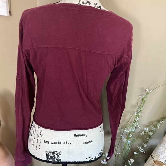 Pink by Victoria Secret long sleeve crop top maroon size XS - Picture 8 of 9
